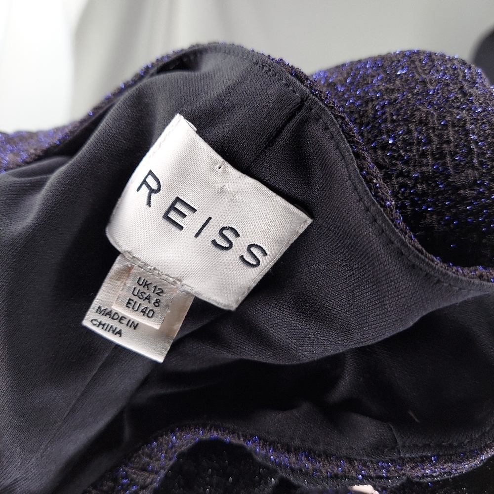 Reiss Dress Sleeveless Stretch Texture Sparkle Colorblock Wave Knit Sheath 8 - Picture 5 of 7